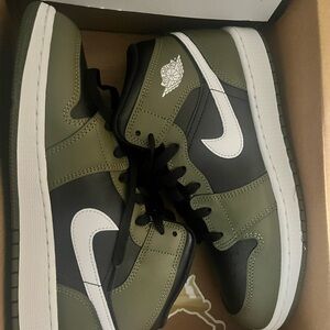 Nike Air Jordans. Brand new. Box included.  Olive and Black.